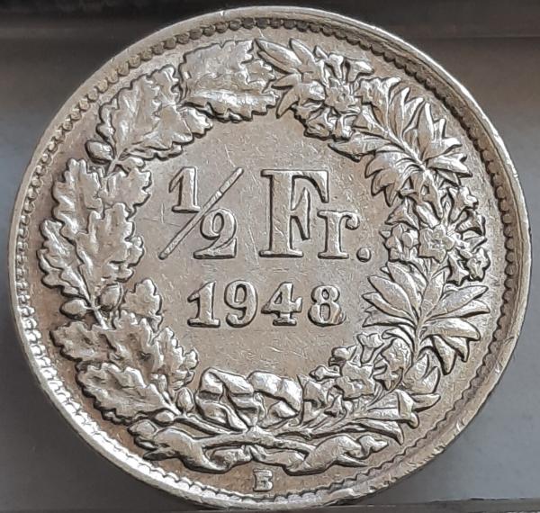 Šveicarija ½ Franko 1948 KM#23 Sidabras (2181)