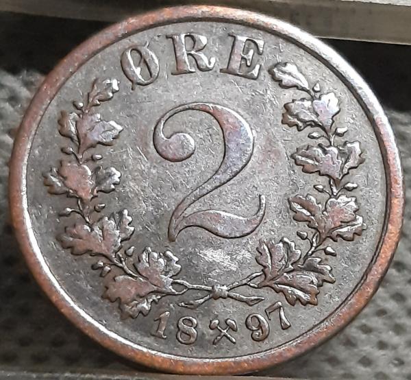 Norvegija 2 Erės 1897 KM#353 Bronza (2239)