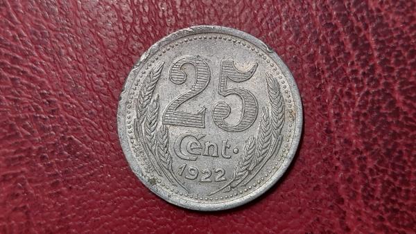 25 Centimes 1922 Eure et Loir Notgeld Prancūzija