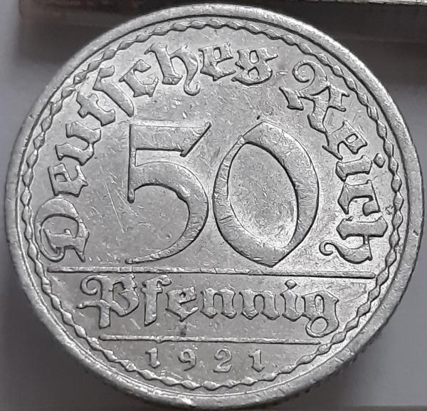 Vokietija 50 Pfenigų 1921 A KM#27 Aliuminis (2455)