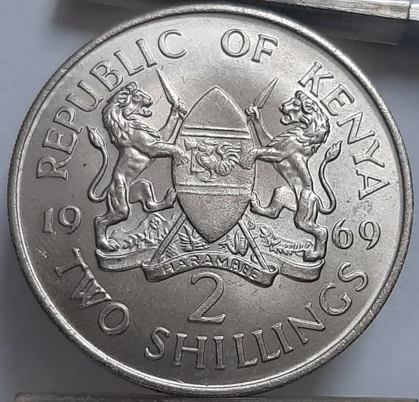 Kenija 2 Šilingai 1969 KM#15 RETA UNC (2563)