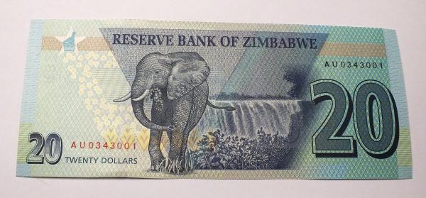 Zimbabvė 20 dolerių 2020m.