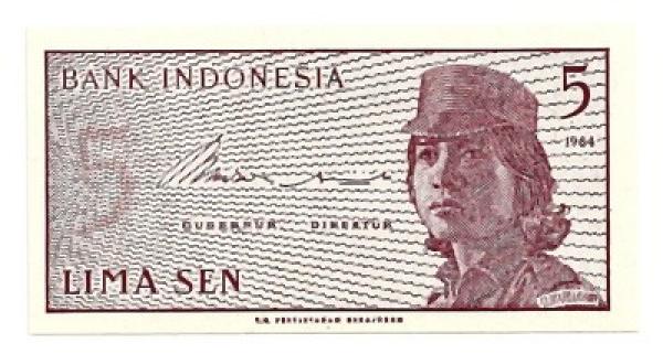 Indonezija. 5 senai ( 1964 ) UNC