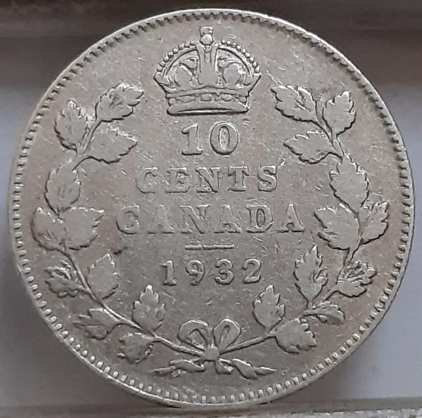 Kanada 10 Centų 1932 KM#23a Sidabras (3023)