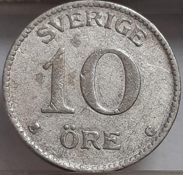 Švedija 10 Erių 1937 KM#780 Sidabras (3128)