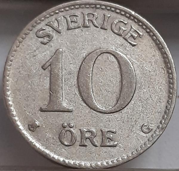 Švedija 10 Erių 1940 KM#780 Sidabras (3129)