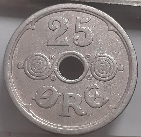 Danija 25 Erės 1924 KM#823 (4377)