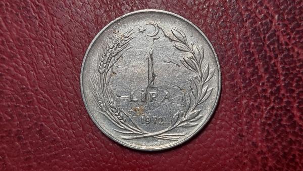 Turkija 1 lira, 1972 KM# 889a.2