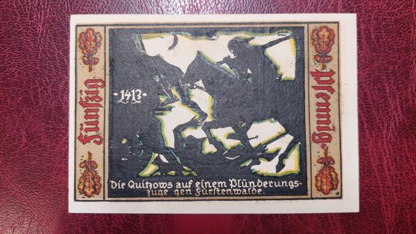 50 Pfennig 1921 Fürstenwalde Notgeld Vokietija