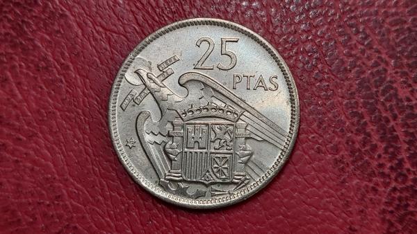 Ispanija 25 pesetos, 1957 KM# 787 Skaičius 72 žv.