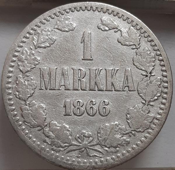 Suomija 1 Markė 1866 KM#3.1 Sidabras (6082)