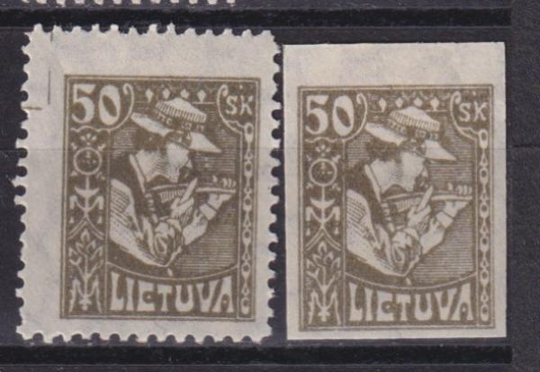 Lietuva 1921 Mi92 perf. + neperf. MH
