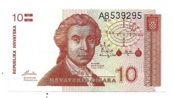 Chorvatija. 10 dinarų ( 1991 ) UNC