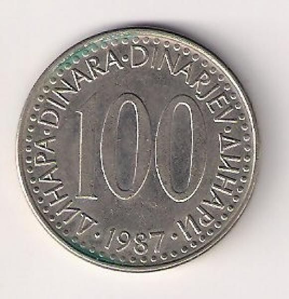 Jugoslavija -  100 dinarų (1987)
